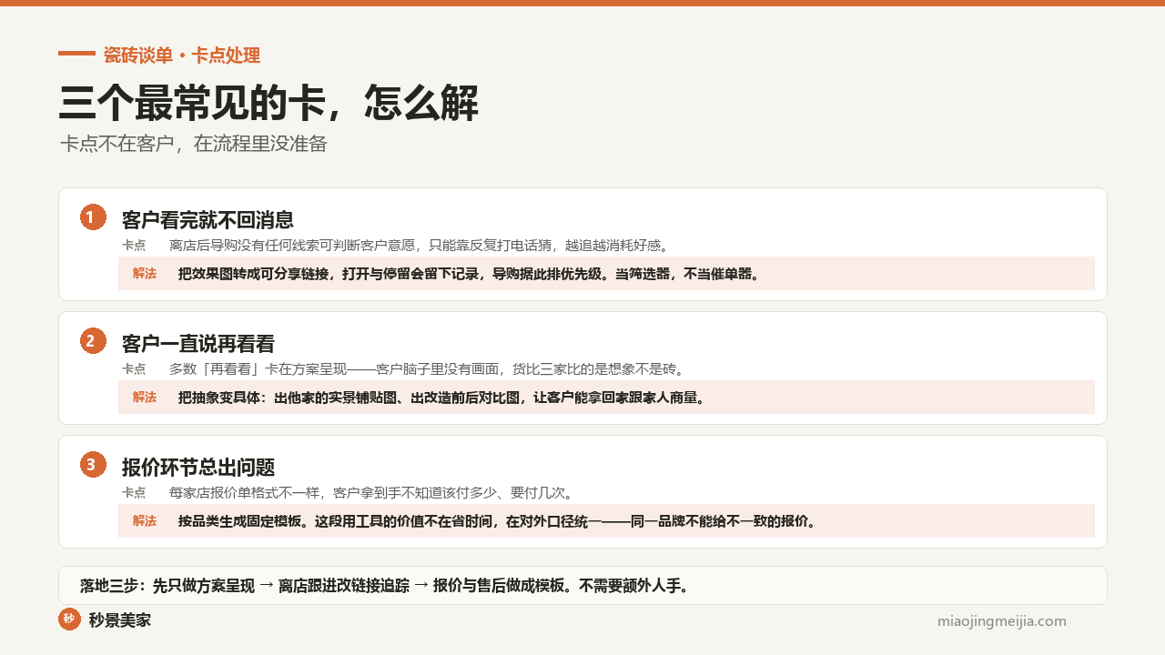 瓷砖谈单三个常见卡点与对应解法
